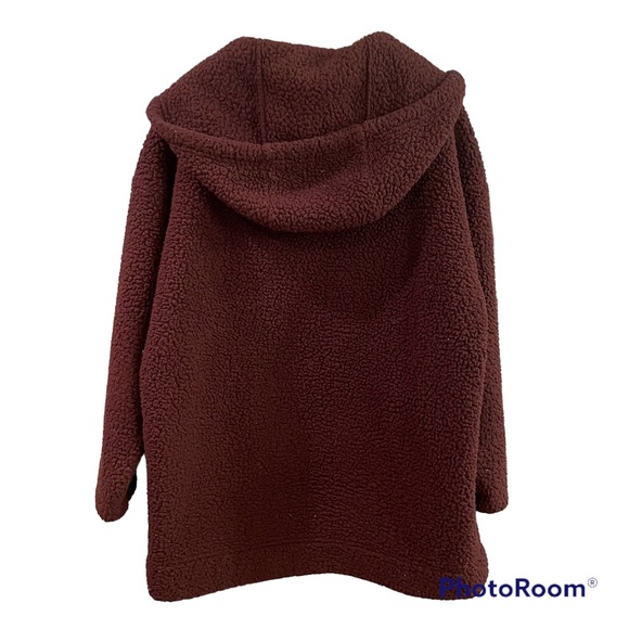 American Eagle Outfitters Teddy Sherpa Hoodie Jacket Brown - M - Picture 3 of 6